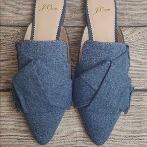 J Crew Pointed Toe Denim slide with knot detail 10